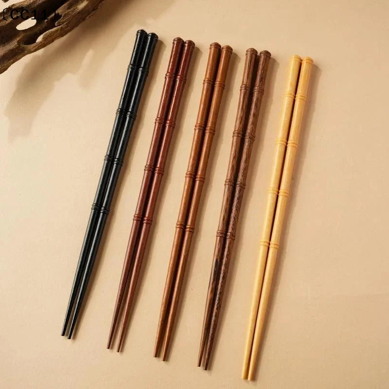 1 Pair  Retro Wooden Chopsticks Solid Color Japanese Style Sushi Chopsticks Handmade Bamboo Shape Pointed Chopsticks〔CC11〕