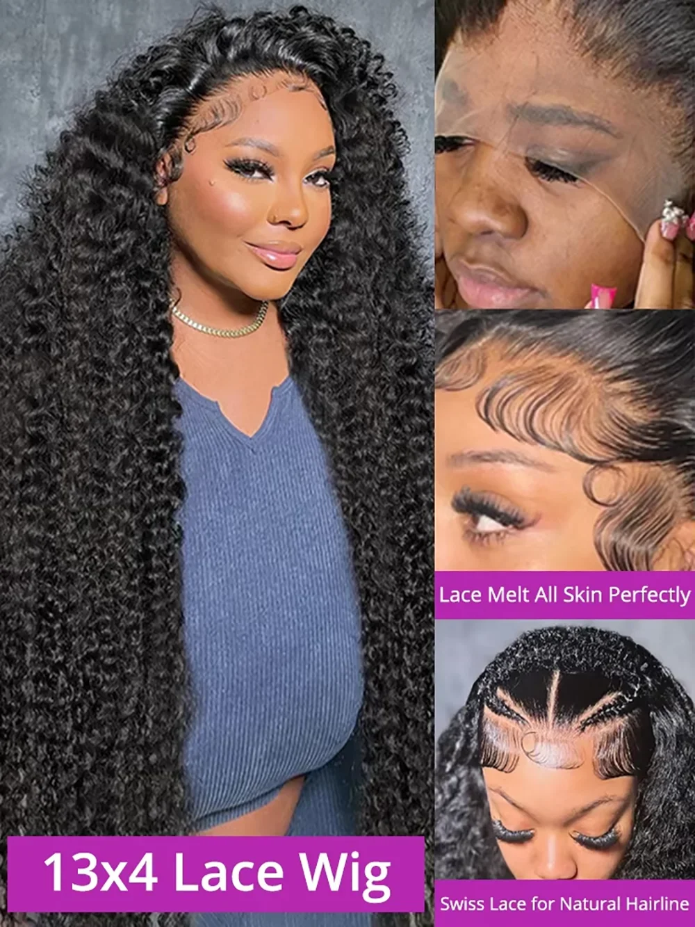 40 46-дюймовые глубокие волны 13x6 HD Прозрачные кружевные фронтальные парики из натуральных волос 13x4 Кружевные фронтальные парики 220% Плотность Вьющиеся парики для женщин