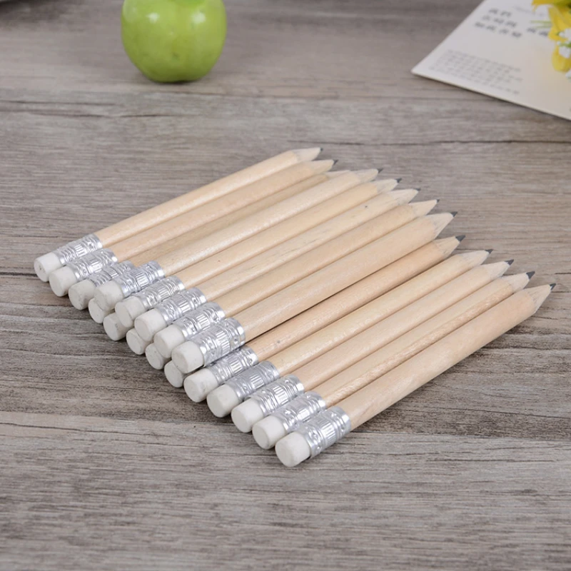 5 Pcs Mini Size Simple Wood Pencil With Eraser Log Pencil Short Size Pencil For Kids And Children