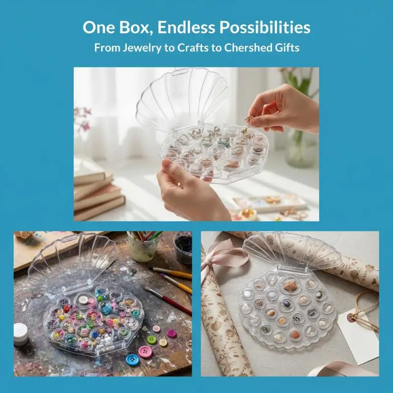 Decorative Acrylic Shell Shape Storage Box Transparent Display Container for Collectibles Jewelry