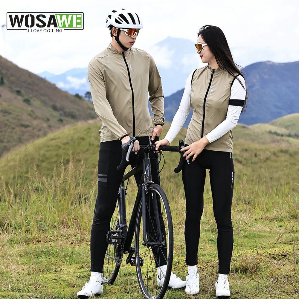 WOSAWE Man Cycling Set Lightweight Windbreaker Pants Suit Women Vest Tights Suit Mtb Bike Jersey Sweats Sets Bicycle Clothing