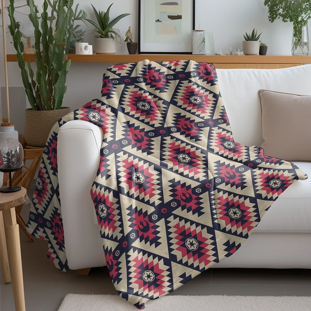 Tribal Ethnic Geometric Pattern Flannel printed blanket suitable for all seasons suitable for living room office sofa and travel