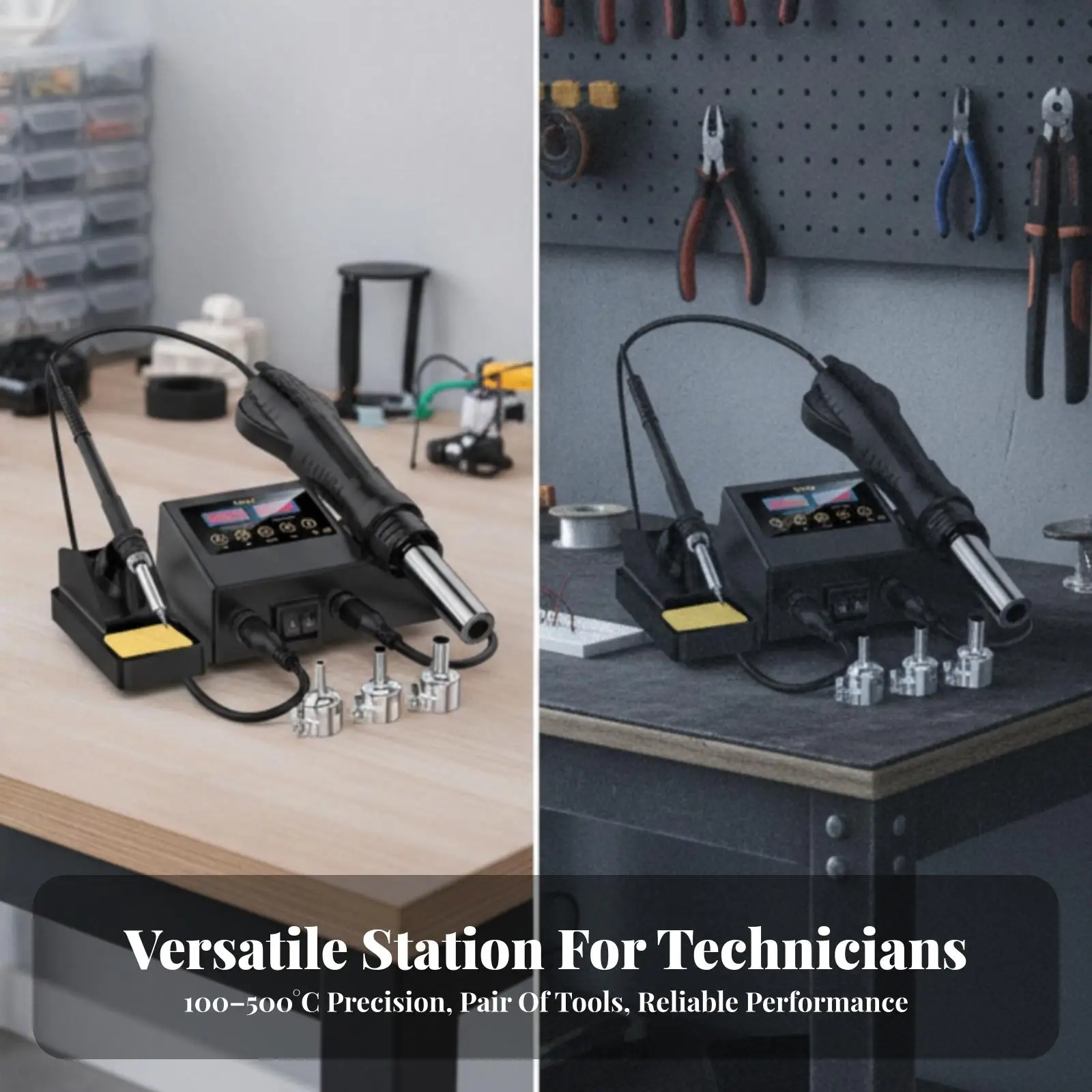 Soldering Iron Kit Precision Soldering Iron Station with Hot Air Rework Station for Technicians, Electronics Repair
