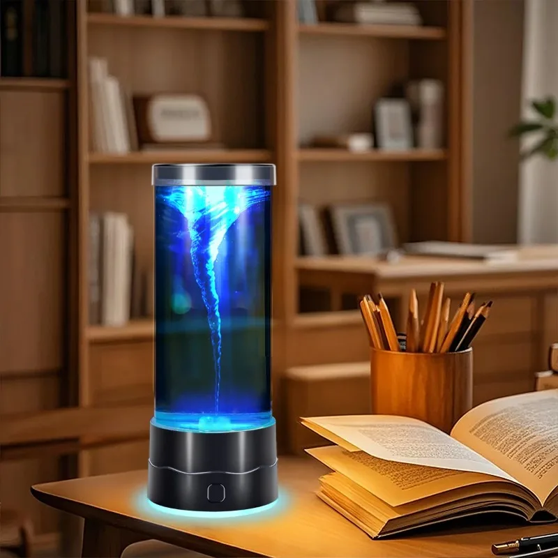 USB Powered LED Tornado Lamp 7 Color Auto Changing Vortex Night Light Desktop Home Decor Kids Bedroom Birthday Gift Mood Light