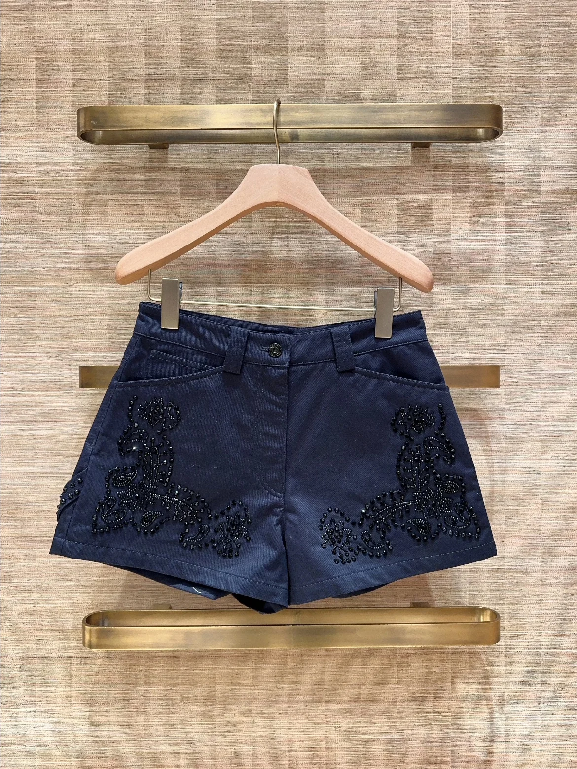 

Женские брюки Deep Blue с высокой талией, из полиэстера, с вышитыми бусинами, для ранней весны, плотные, универсальные