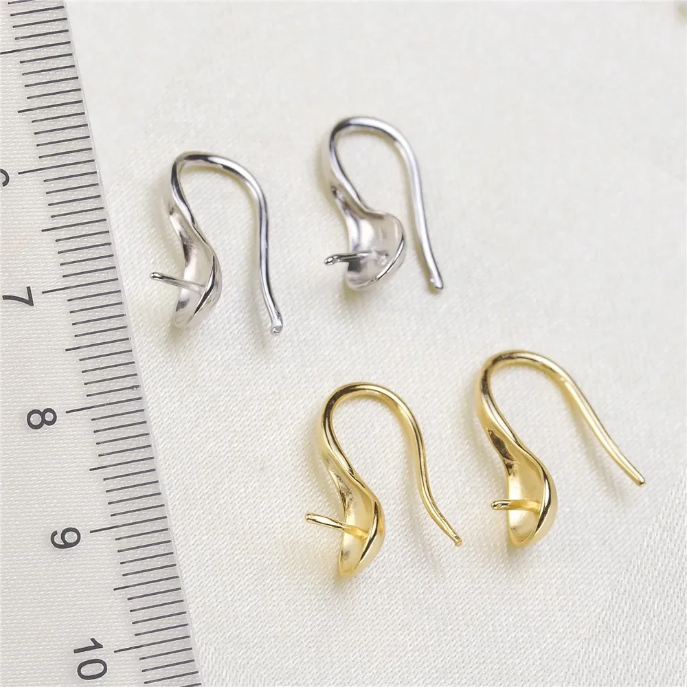 925 Silver Pearl Beads Stud Earrings Setting Base Diy Jewelry Making Findings&Components No Pearl E035