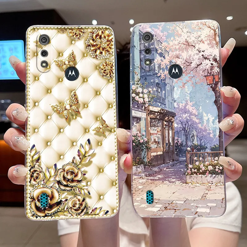 Funda para Motorola Moto E6 Plus/Moto E6s (2020) carcasa pintada transparente de TPU suave para Motorola Moto E6 Play cubierta antiarañazos