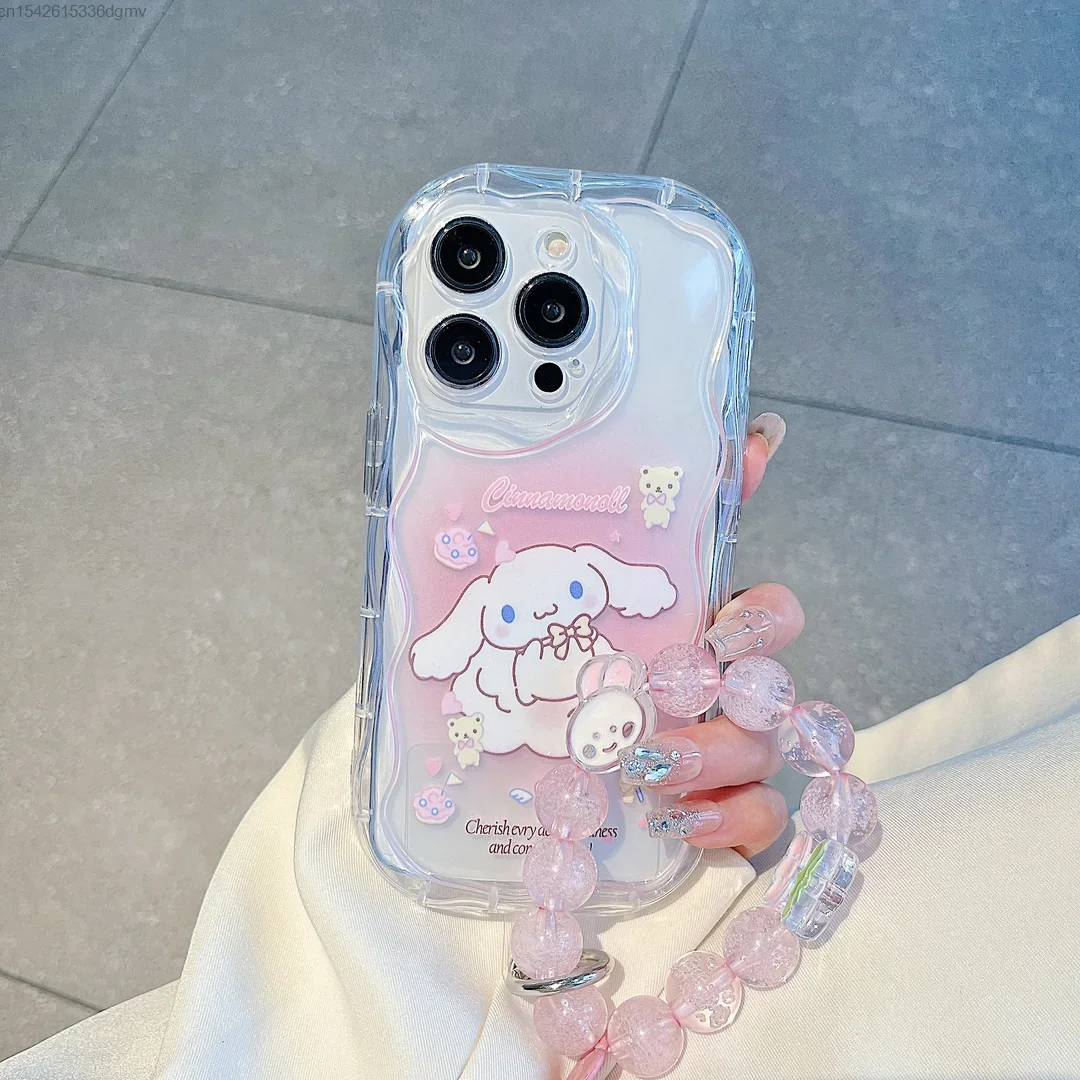 Sanrio-funda de teléfono Cinnamoroll Y2K, bonita y creativa, para iPhone 16, 15, 14, 13, 12, 11 Pro Max, XR, XS, 7, 8 Plus, MINI, de la suerte coreana