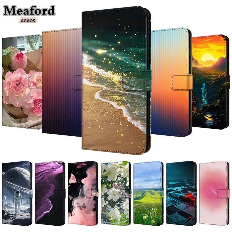 

For Vivo V30 V 30 Leather Case Protective Book Cover Flip Phone Wallet For Vivo S 18 S18 Cartoon Pattern Magnetic Shell Capa