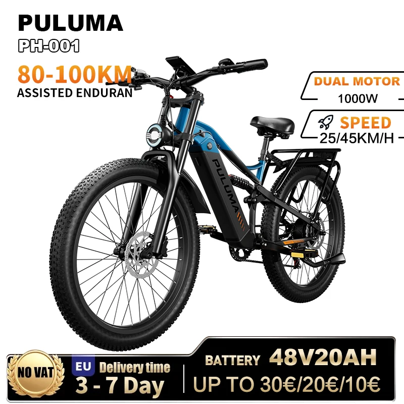 PULUMA PH001 Electric cycle 48V20AH 1000W inch Adult City Electric Bike Battery 48V20Ah Hydraulic Drake Mountain City E-Bike