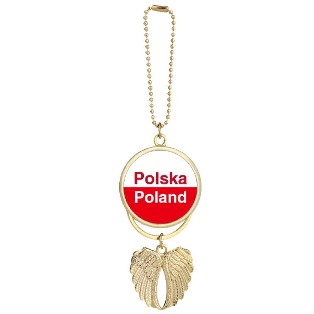 Polish National Flag Country English Car Keychain Angel Wing Pendant