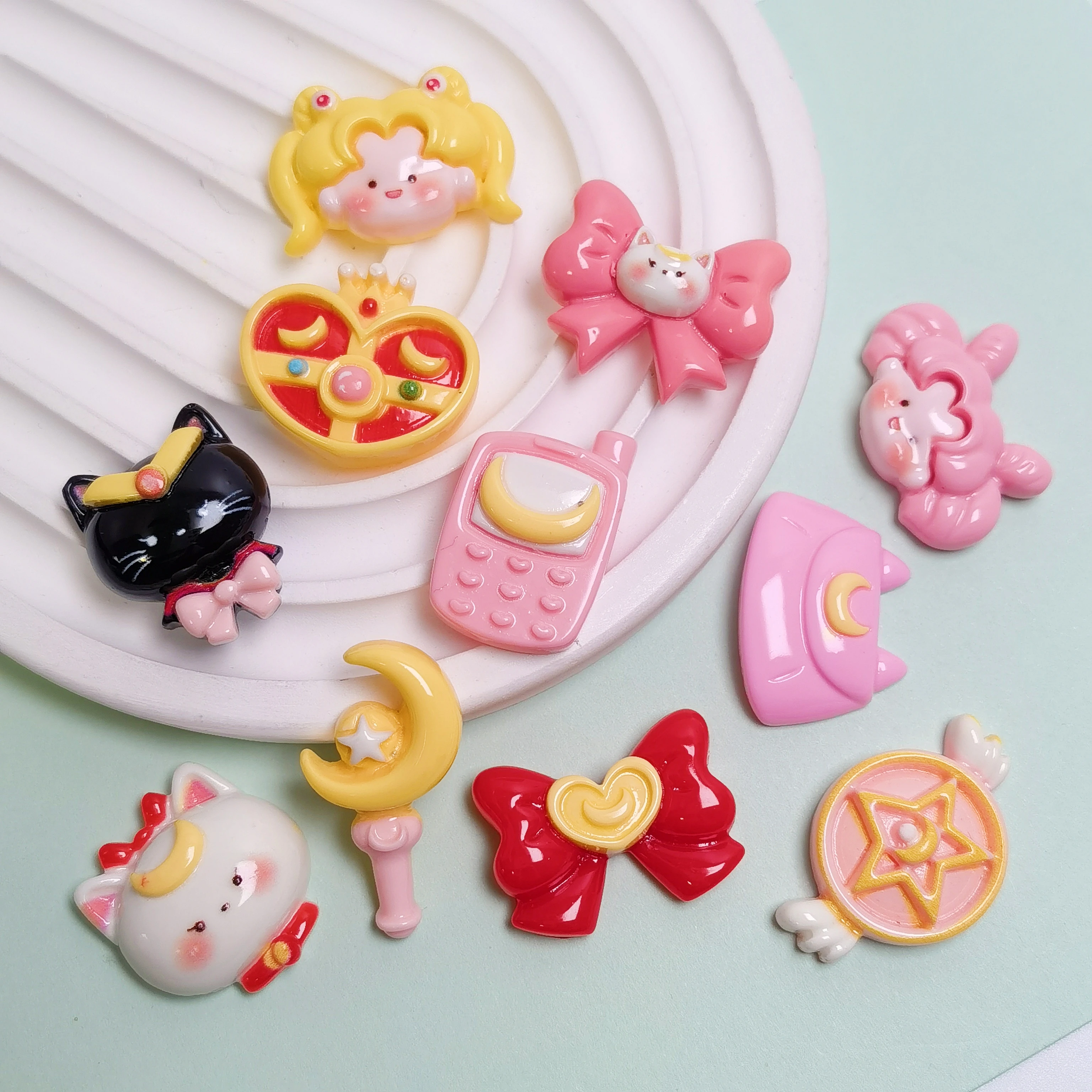Kawaii Cartoon Magic Wand Bowknot Flatback Resin Cabochon DIY Scrapbooking Crafts Hair Bows Center Accessories