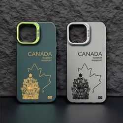 Canada Passport Phone Case For iPhone 16 15 14 13 12 11 Pro Max X XR XSMAX 8 7 Plus Candy Matte Shockproof Back Cover