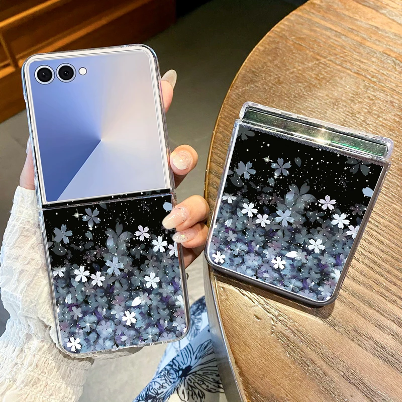 Cherry Blossom Case For Samsung Galaxy Z Flip 8 7 6 5 4 3 Folding Hard Phone Cover For Galaxy Z Flip8 Flip7 FE Flip6 Flip5 Flip4