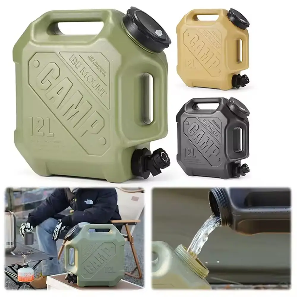 

Portable Water Storage Container 12L Large Opening Outdoor Drinking Bucket Wear-resistant Leak-proof Camping Water Tank