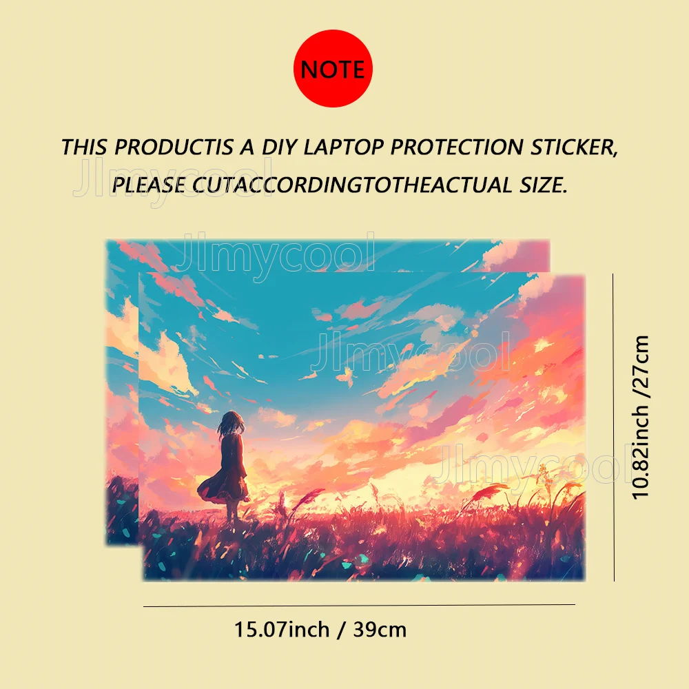 2 Pieces Girl Flower Sea Vinyl Laptop Sticker Self-adhesive Case for HP Lenovo Apple Easy To Install Decal Stickers