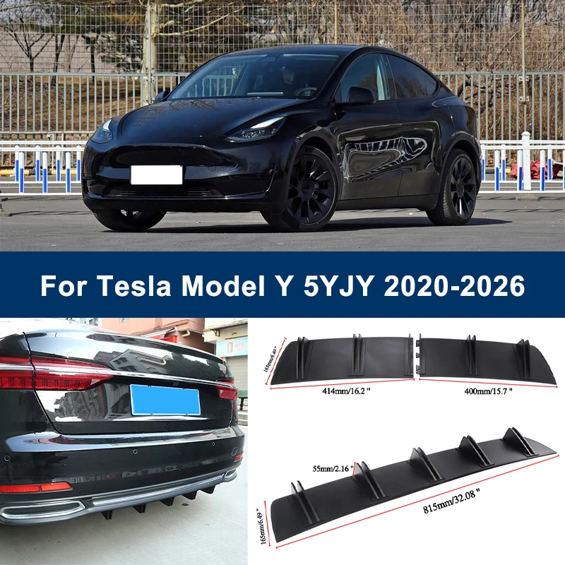 

2-Segment Shark Fin Rear Diffuser For Tesla Model Y 5YJY 2020-2026 2024 Rear Bumper Lip Splitter Chassis Spoiler Tuning Parts