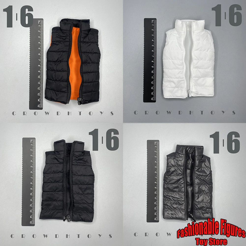 1/6 Men Soldier Sleeveless Puffer Vest Jacket Casual Stand Up Collar Zipper Coats Fit 12Inch Action Figure Model Toys