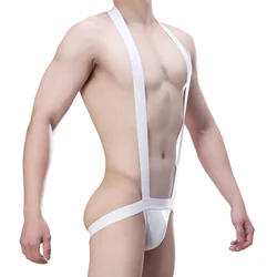 Body con espalda descubierta para hombre, ropa interior Gay, tangas, leotardo, mono de lucha libre, lencería Sexy erótica