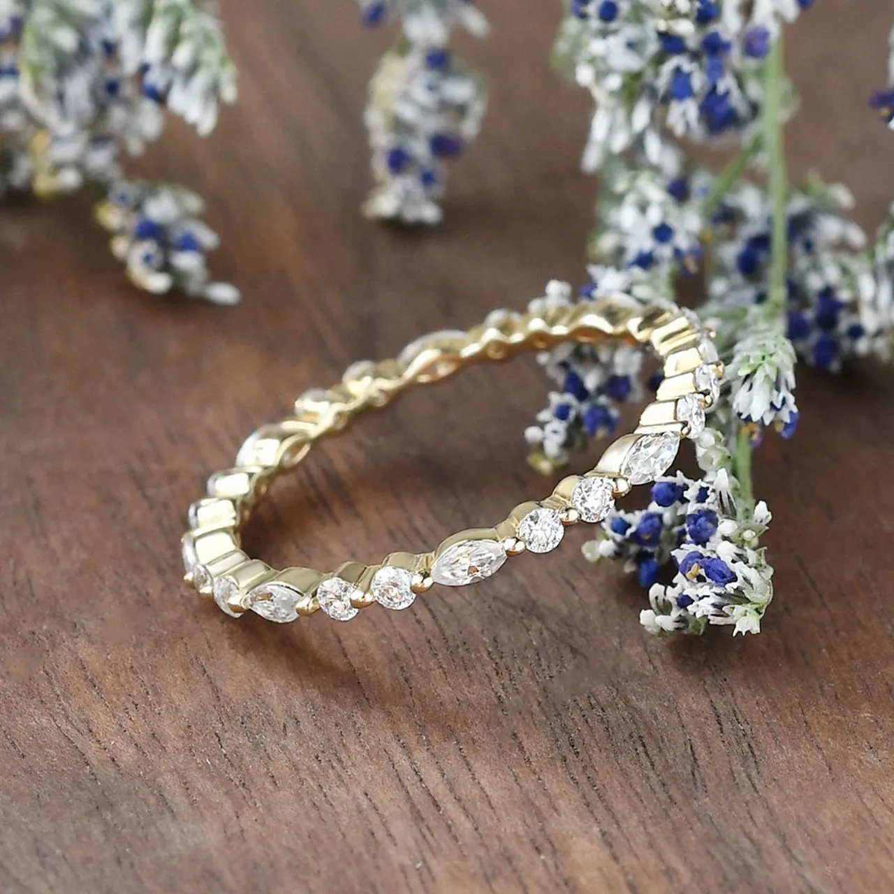 

Серебряное кольцо S925 Full Eternity Band 14 К с позолоченным цирконом для женщин, подарок на день рождения, обручальные кольца, роскошные ювелирные аксессуары