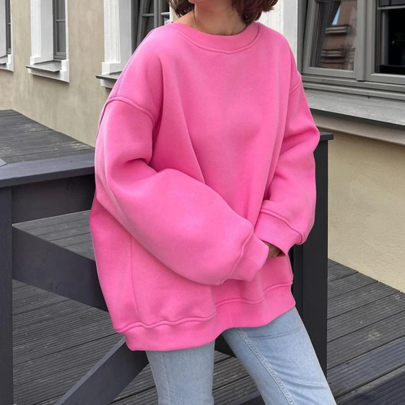 

Hoodies & Sweatshirts for Women Autumn Winter Thick Warm Fleece Sweatshirt Girls Streetwear Loose Pullovers 2025 Tops Fashion
