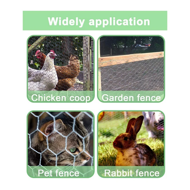 Chicken Wire 16.9 Inch X 49.2 Feet Hexagonal Galvanized Mesh Poultry Wire Netting Garden Fence Barrier For Pet Fencing