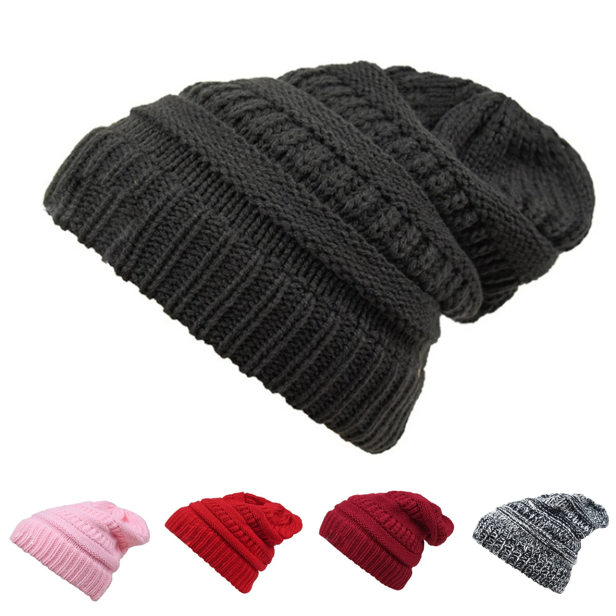 

Solid Multi-color Versatile Knitted Hat Women Morning Exercise Warmth Pullover Hat Autumn Winter Soft Comfortable Ponytail Hat