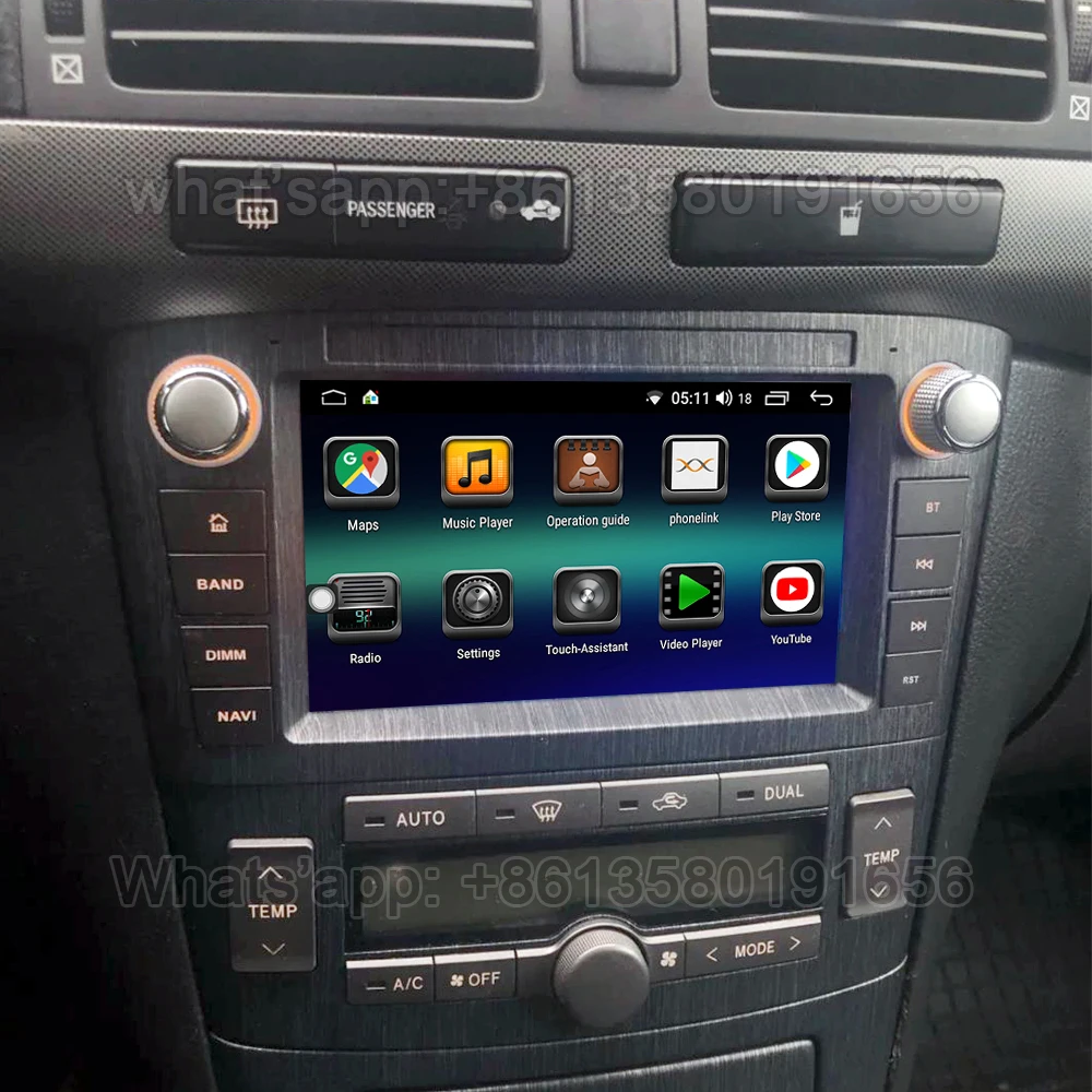 for TOYOTA AVENSIS T25 2002 2003 2004 2005 2006 2007 2008 Carplay Android Car Player Black Color Multimedia Radio GPS Button