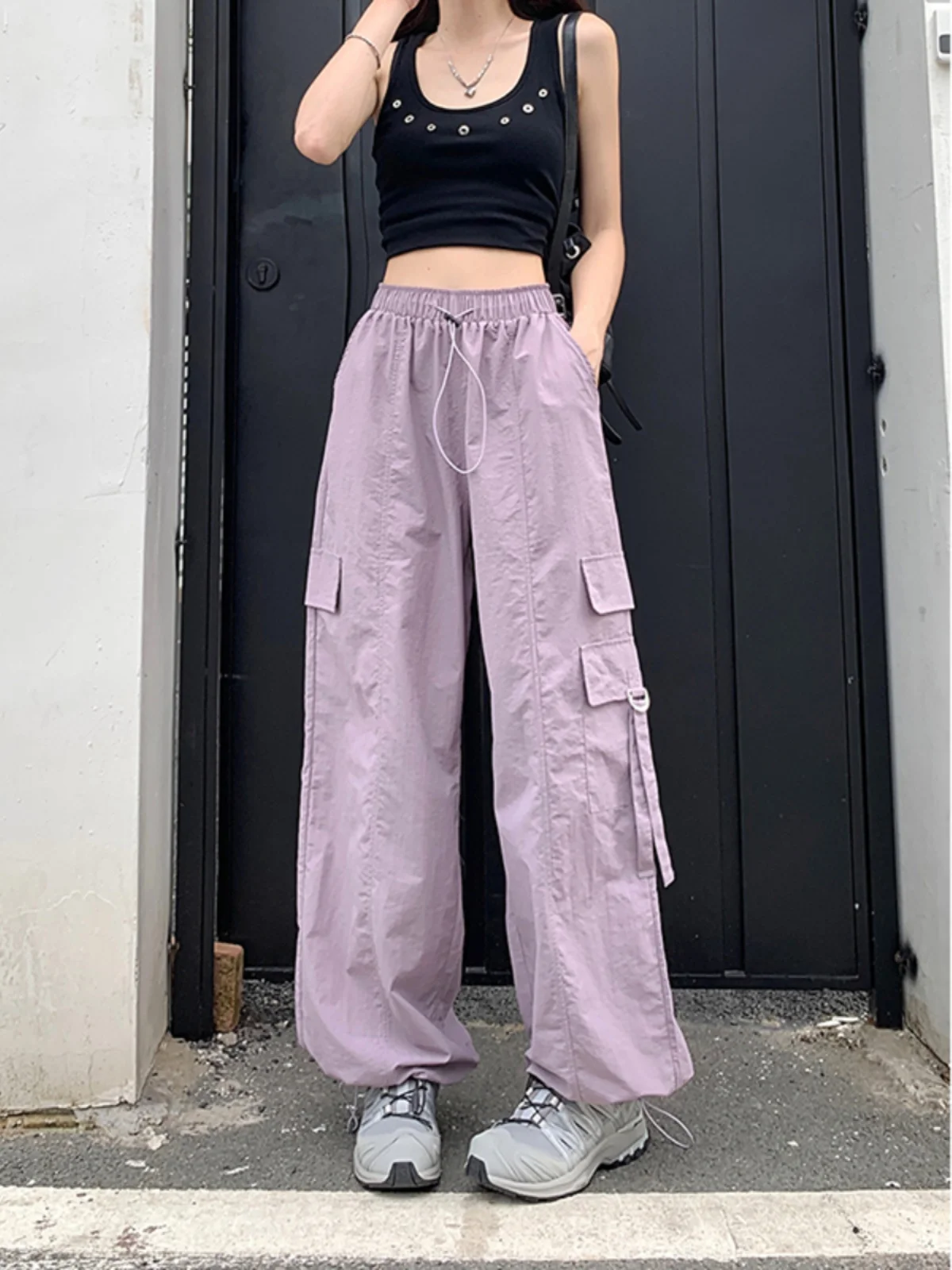 Calças de Trabalho de Cintura Alta com Pernas Retas para Mulheres, Outono Coreano 2023, Novas Calças Casuais Largas até o Chão