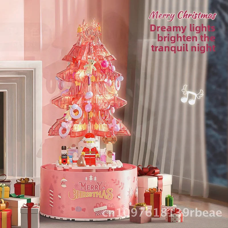 プリンセス クリスマス オルゴール 組み立てブロックセット 小さな粒子 クリスタル クリスマスツリー 教育玩具 子供向け 4-6歳