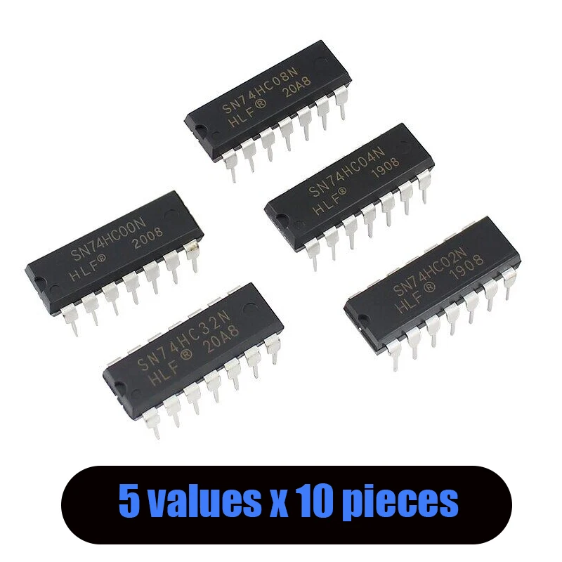 50pcs/box 74HC/74LS Logic IC Kit 74HC00 74HC02 74HC04 74HC08 74HC32 74LS00 74LS02 74LS04 74LS08 74LS32 DIP-14