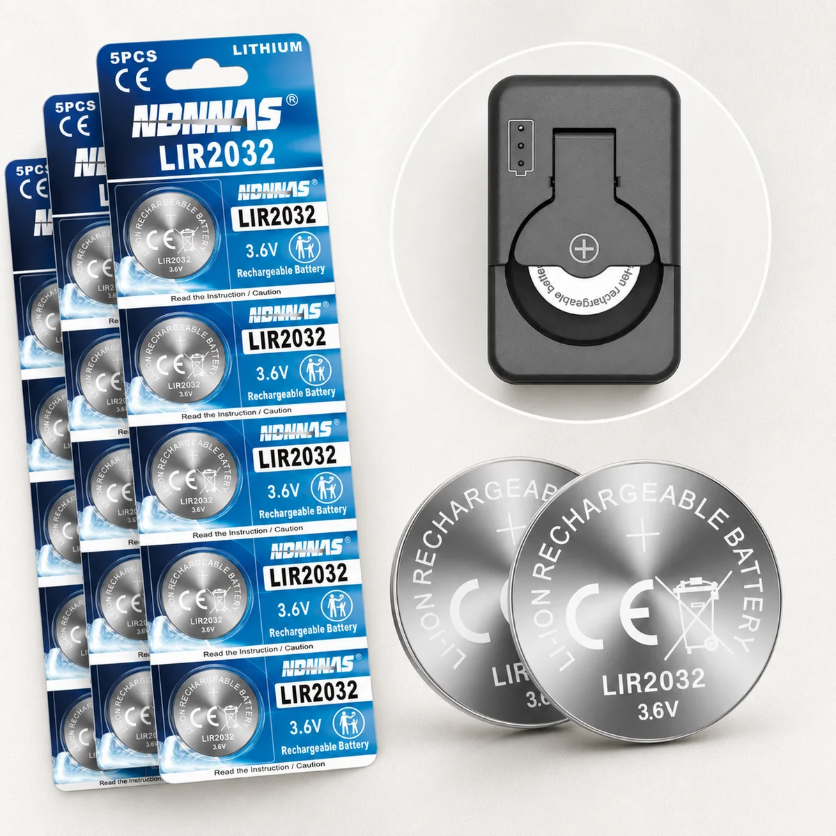 Rechargeable Lithium Coin Cell Battery LIR2032 3.6V 40mAh 1-10PCS Button Battery for Watch Remote Control Devices