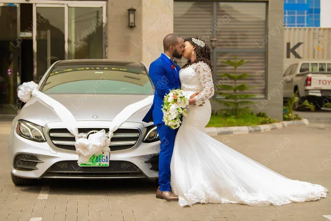 Vestido de novia africano con cuentas, traje de novia con cola de barrido, estilo africano, moderno, 2022