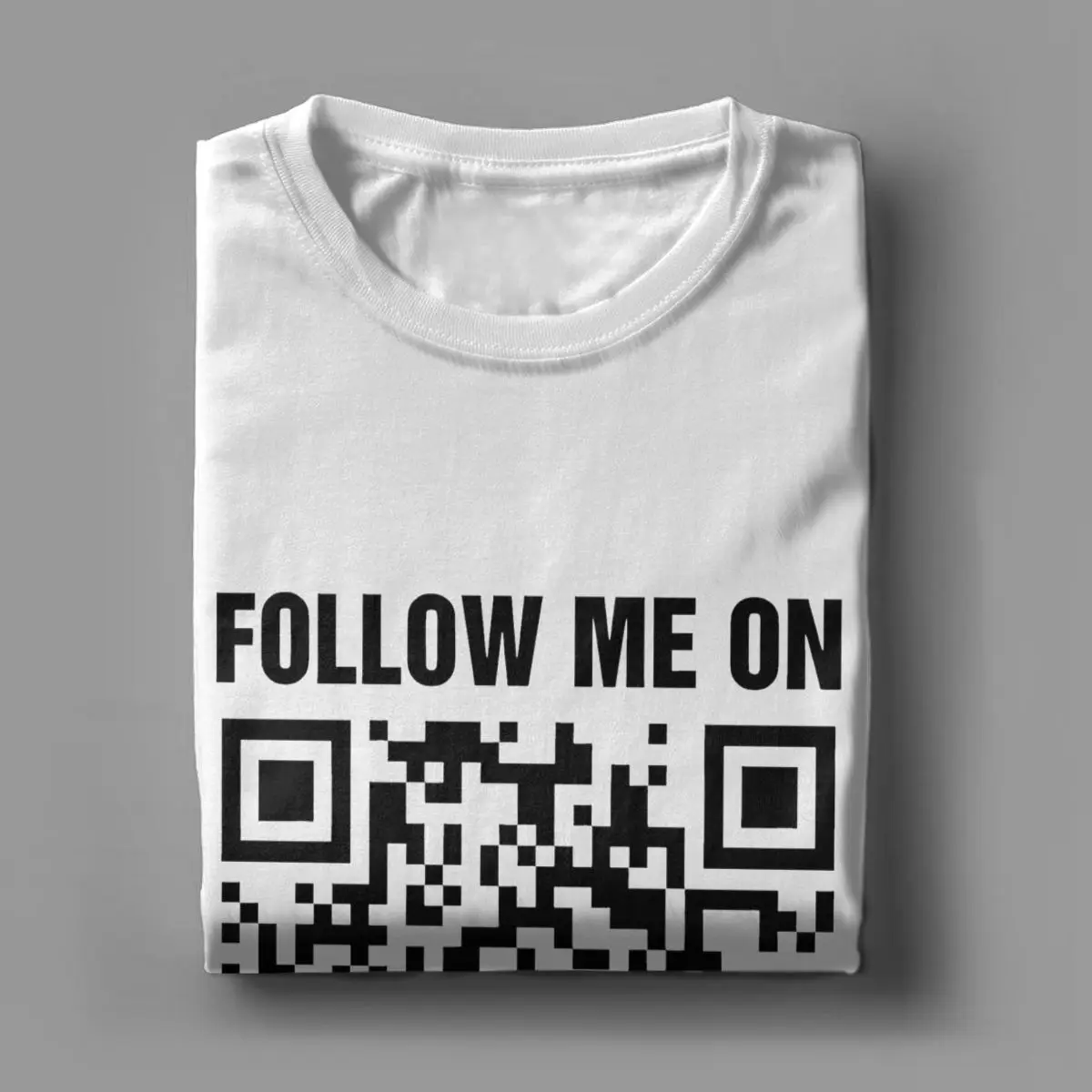 Men T-Shirt Rick Roll QR Code Prank Follow Me On Instagram Vintage 100% Cotton Tees Short Sleeve T Shirts Round Collar Clothes