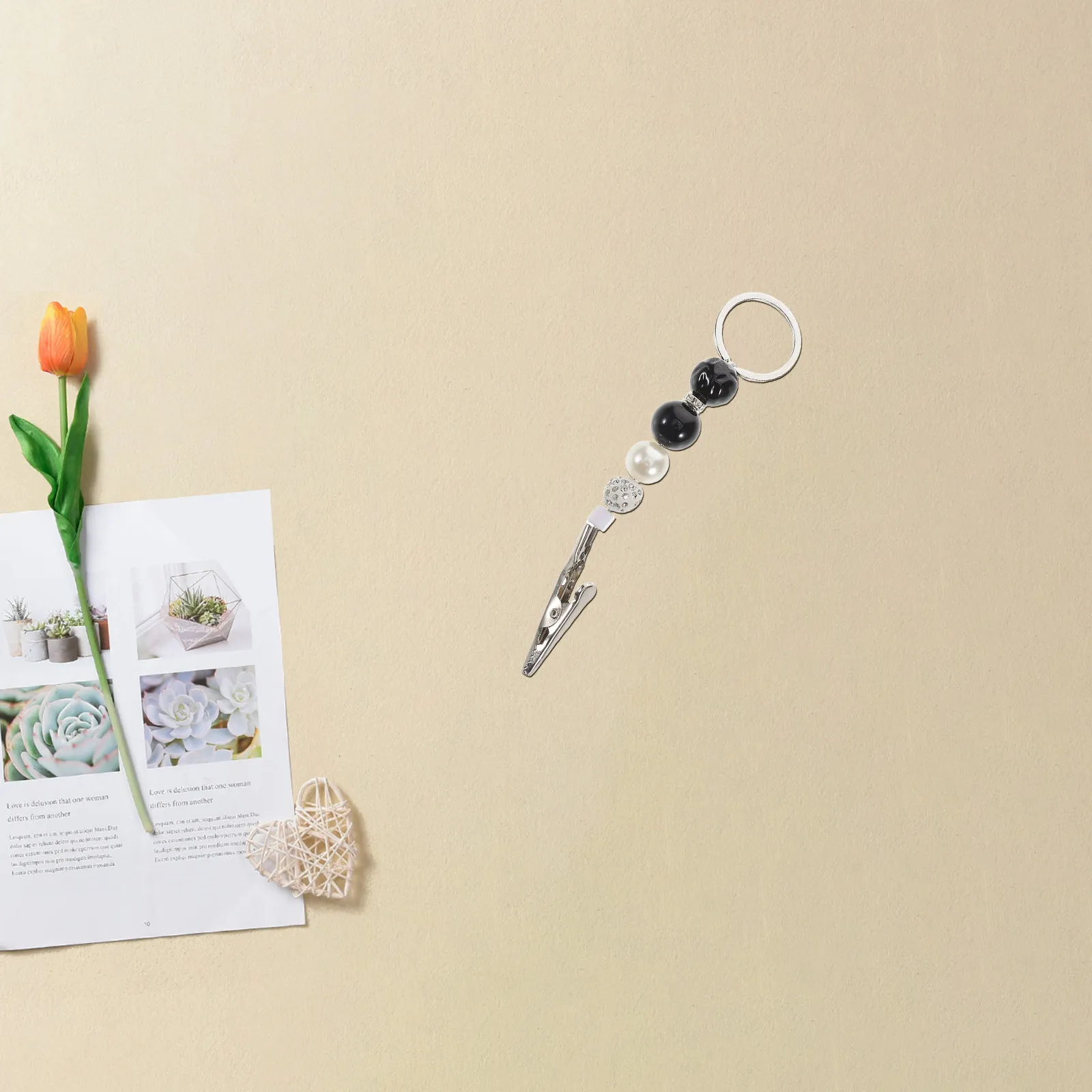Keychain Card Retriever Touchless Beaded Clip Handmade Bank Debit Credit Card Grabber for Long Nails Multi Use