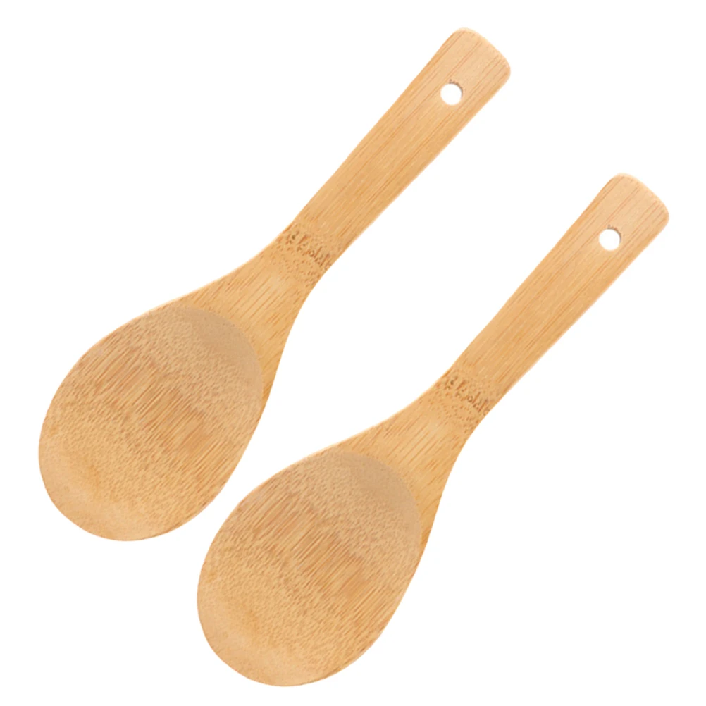 

2pcs Scoop Spoon For Cooker Bamboo Reusable Non-Stick Kitchen Paddle Household Spoon Compact Rice Scooper Safe Rice Spatula