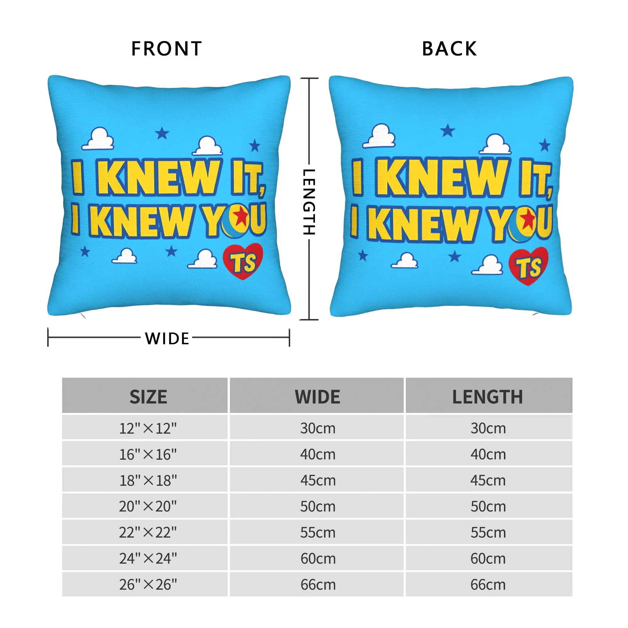 I Knew It I Knew You Square Pillow Case Friendship TS5 Cushion Cover Vintage Zippered Decor Pillowcase for Sofa 45x45cm
