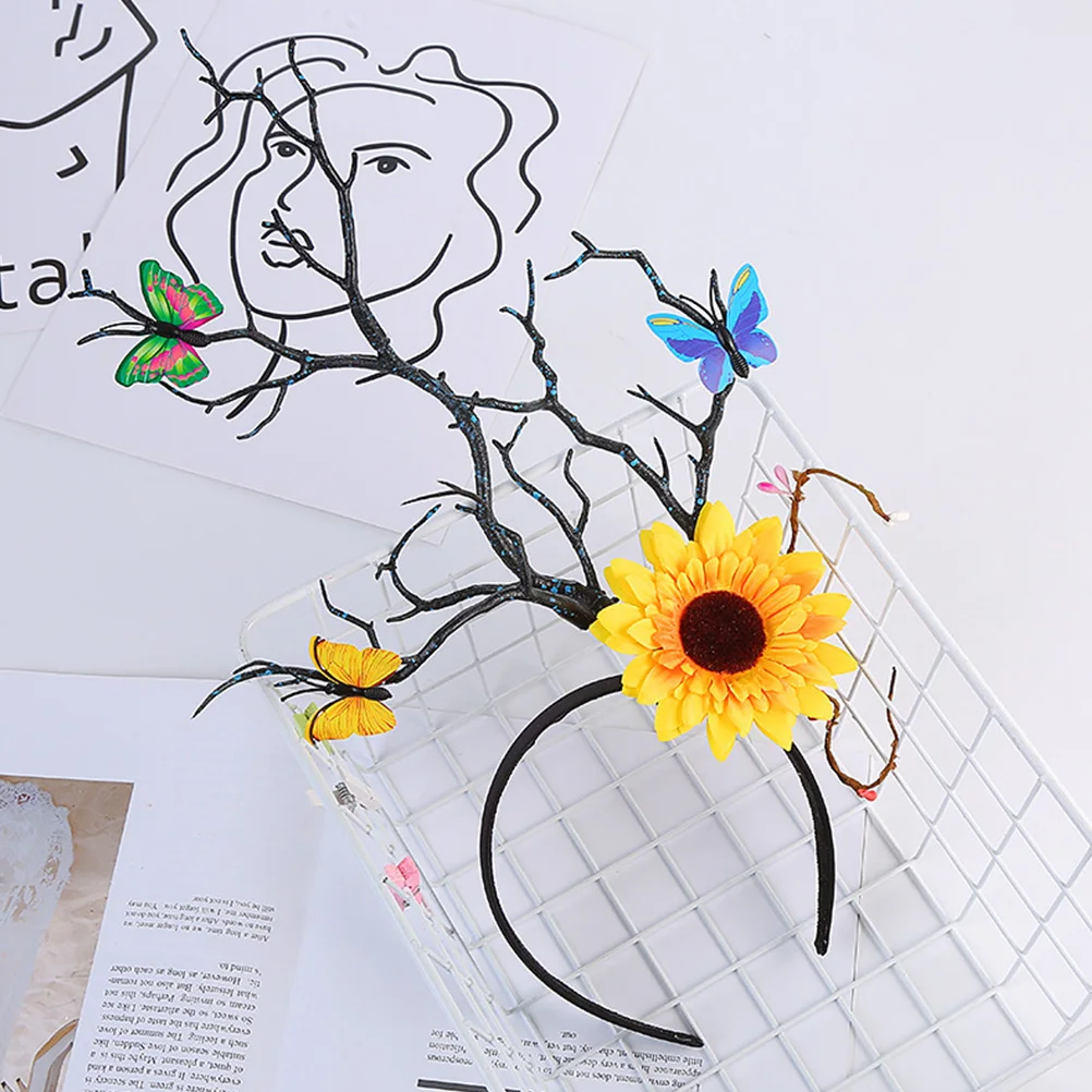 

1Pc Antler Butterflies Headdress Kids Hair Band Christmas Decorations Lightweight Reasonable Size Photo Props