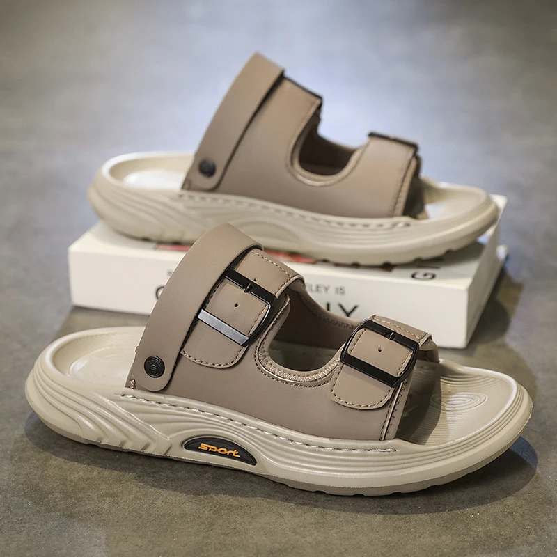 Platform Leather Male Slippers Men Luxury Designer Summer Outdoor Casual Beach Shoes For Men Flip Flops Men's Slides Sandals