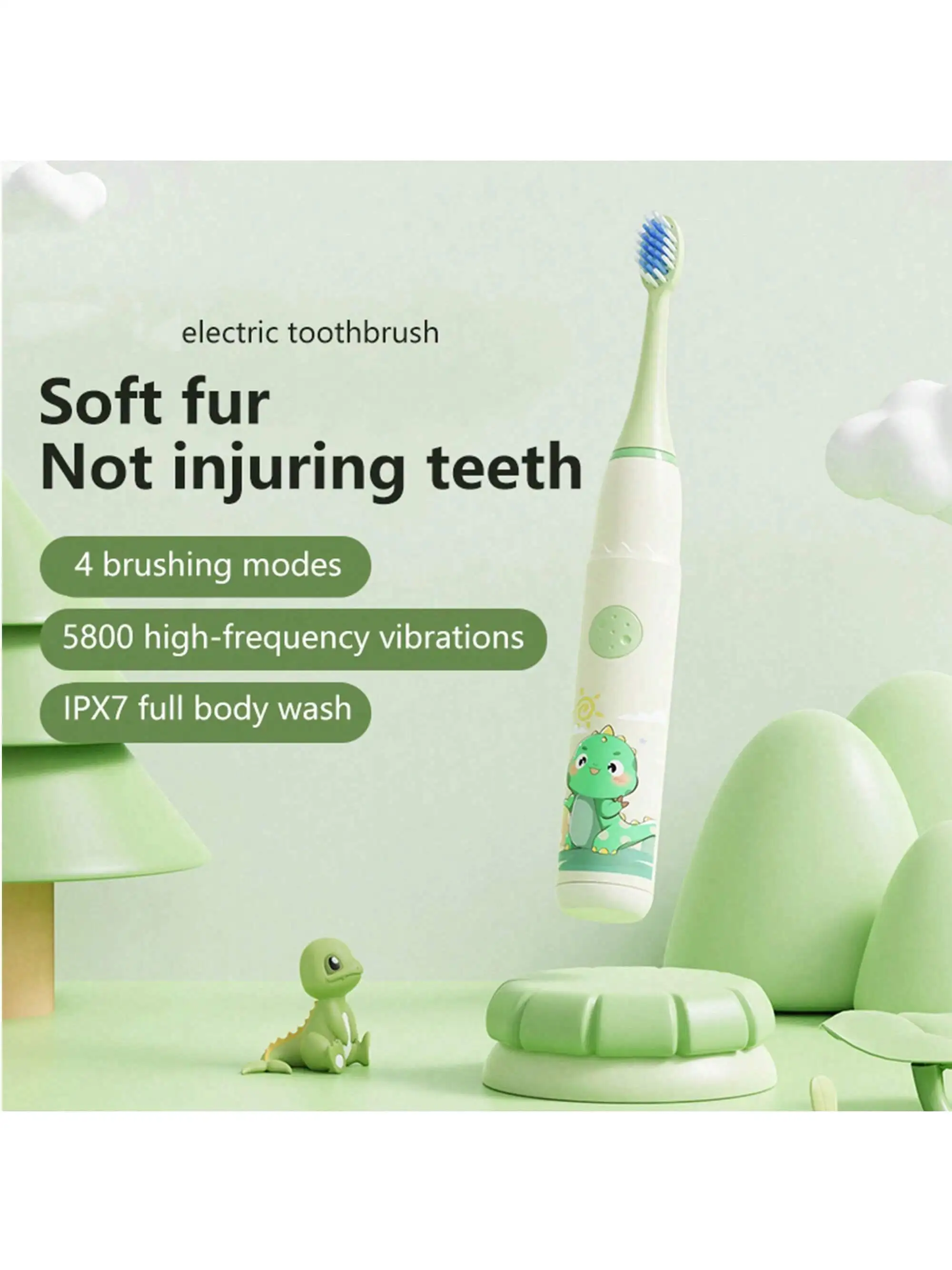 Rechargeable Toothbrush w/ 6 Levels & 6 Brush Heads