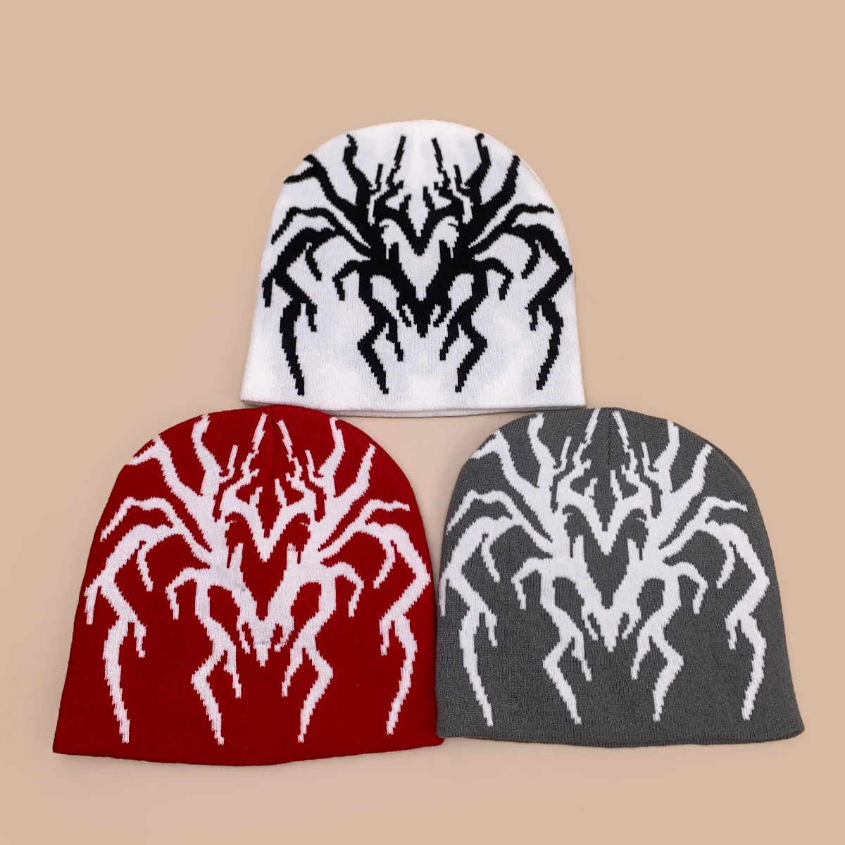 American Hip-hop Jacquard Love Spider Knitted Hats New Men Women Street Warm Personal Versatile Color Block Fashion Ins Beanies
