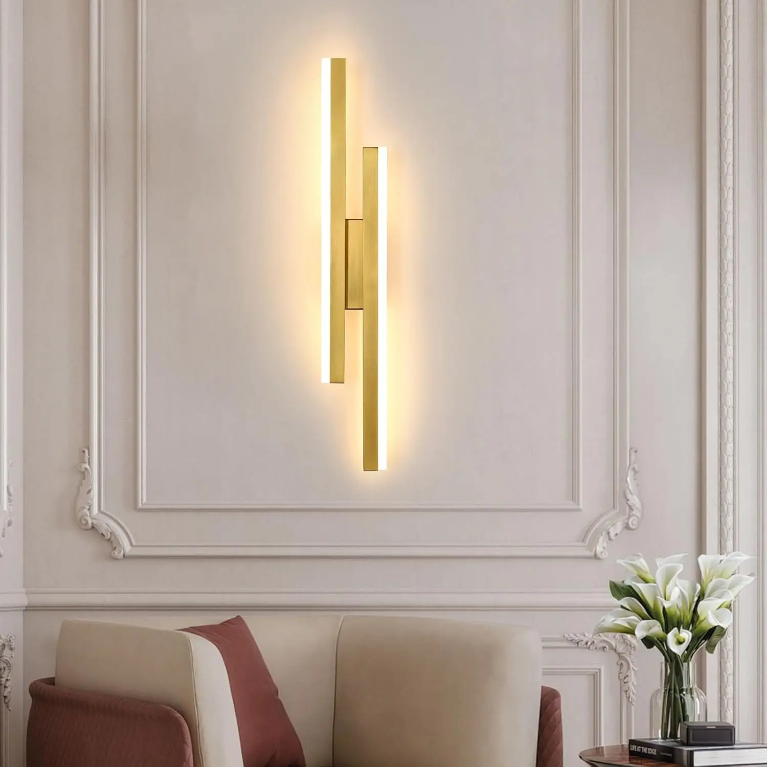JOYINLED Modern LED Wall Sconce Lights 3 Colors Changeable Wall Lamp Black Gold Wall Light for Living Room Bedroom Corridor