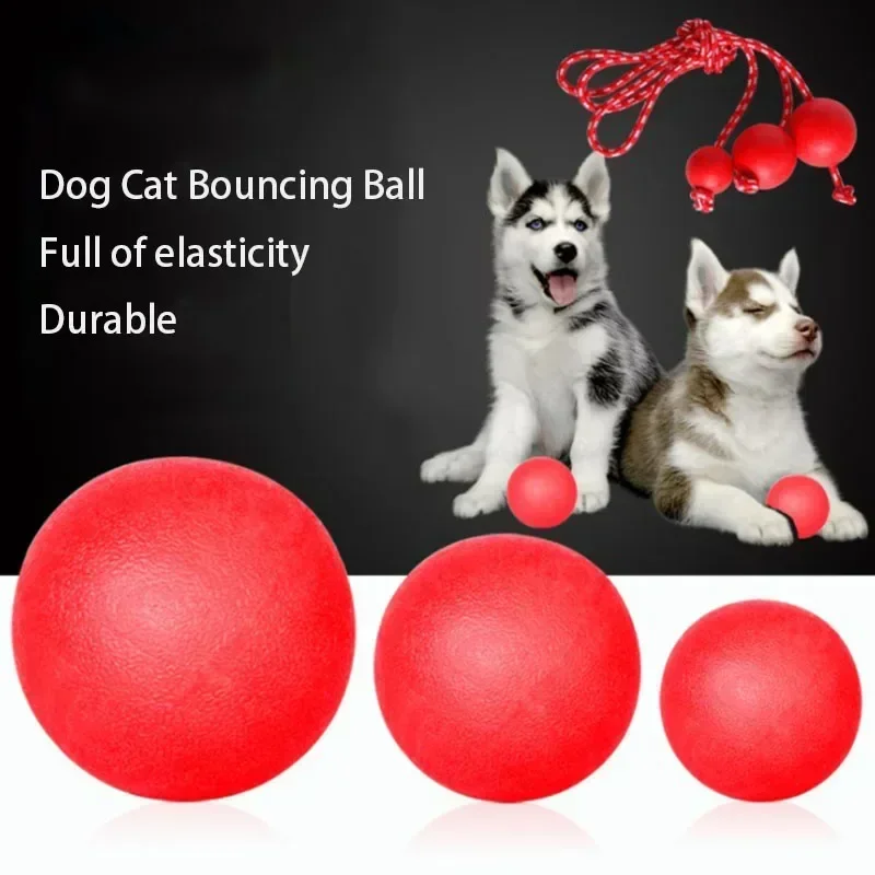 Dual Use Solid Rubber Dog Ball Toy Durable Dog Chew Toy For Outdoor Agility Training High Bounce Tough Dog with Rope