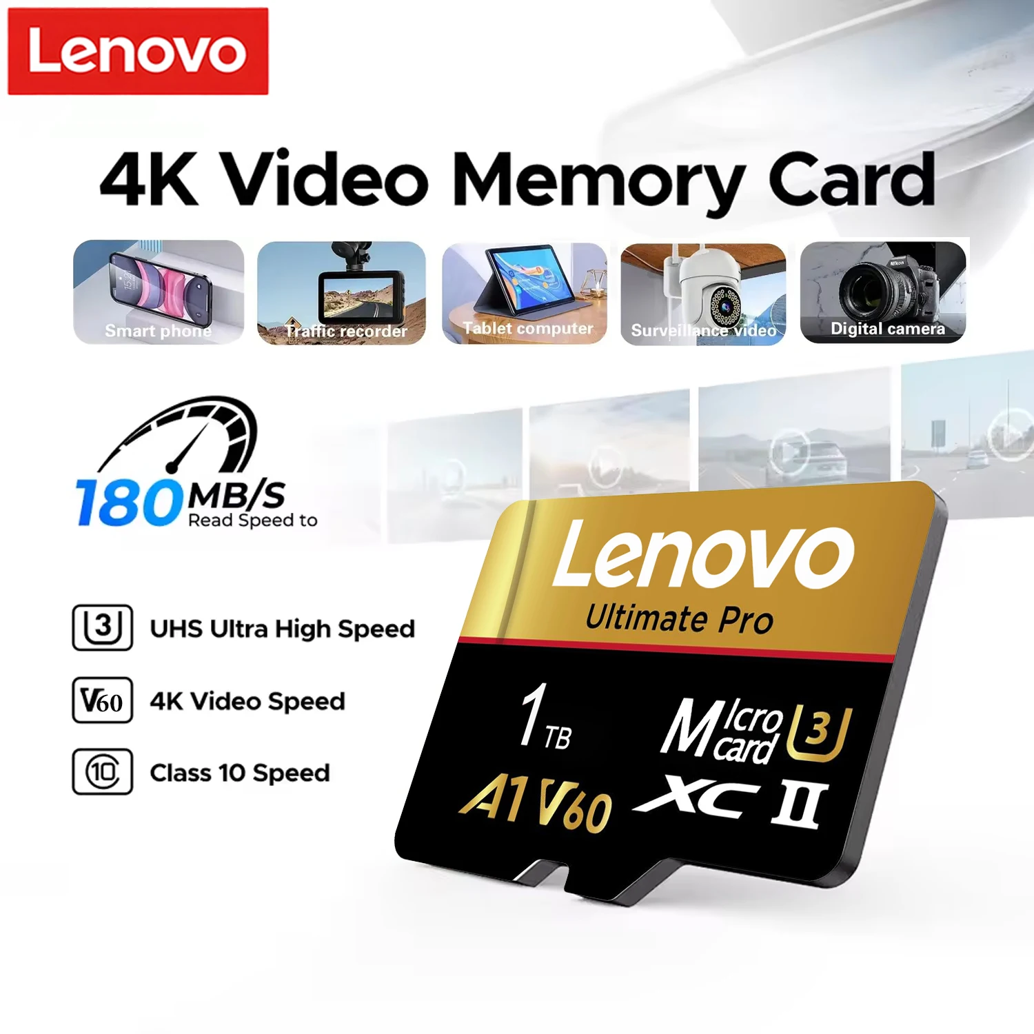 

Lenovo Micro SD Card Memory Card High Speed TF Flash Card C10 U3 A2 Support UAV Phone Nintendo Switch 128GB 256GB 512GB TF Card