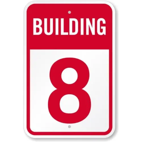 Building Number 8 Aluminum Weatherproof Sign p1187