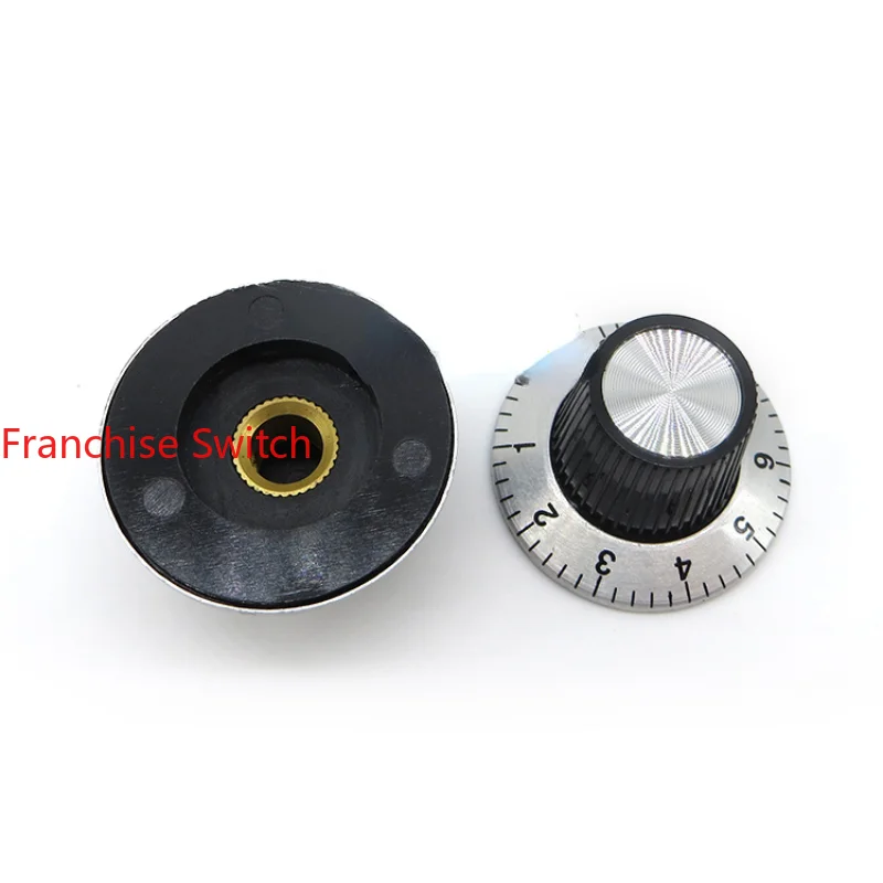 10PCS Potentiometer Band Switch Knob Cap With Scale Digital C2 Lock Screw Size 29 * 18MM Inner Hole 6MM