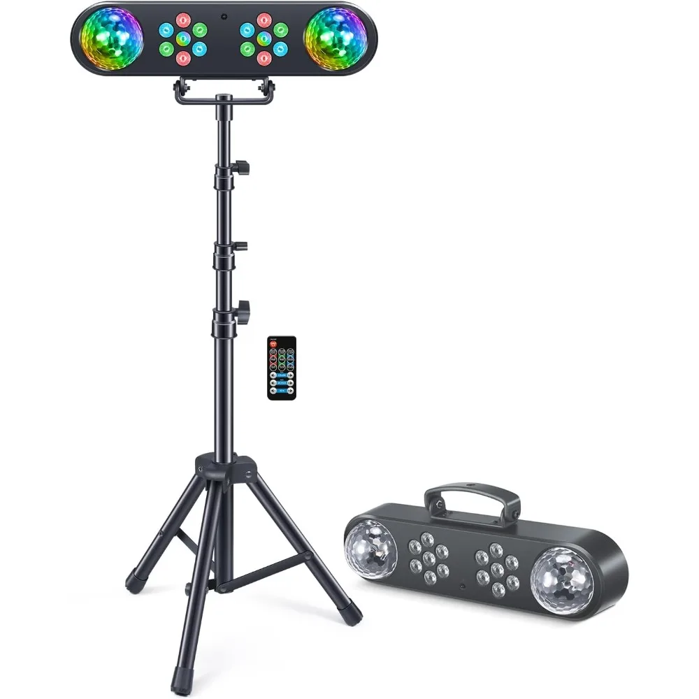 DJ Lights with Stand, Telbum Party Bar Light Set, Mobile Stage Lighting System Sound Activated LED Par Lights, for Move Band