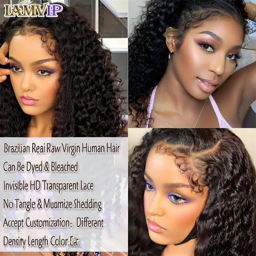 250% 5x7 Glueless Kinky Curly 13x4/13x6 Hd Lace Frontal Wigs Preplucked Water Jerry Remy 4x4 Closure Human Hair Baby Deep Curly