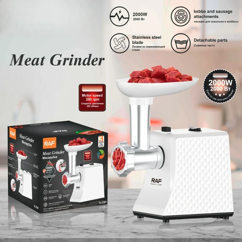 2000W Electric Meat Grinders Sausage Maker with Food Pusher Small Meat Processing Machine Food Grinder Blender for Home Kitchen