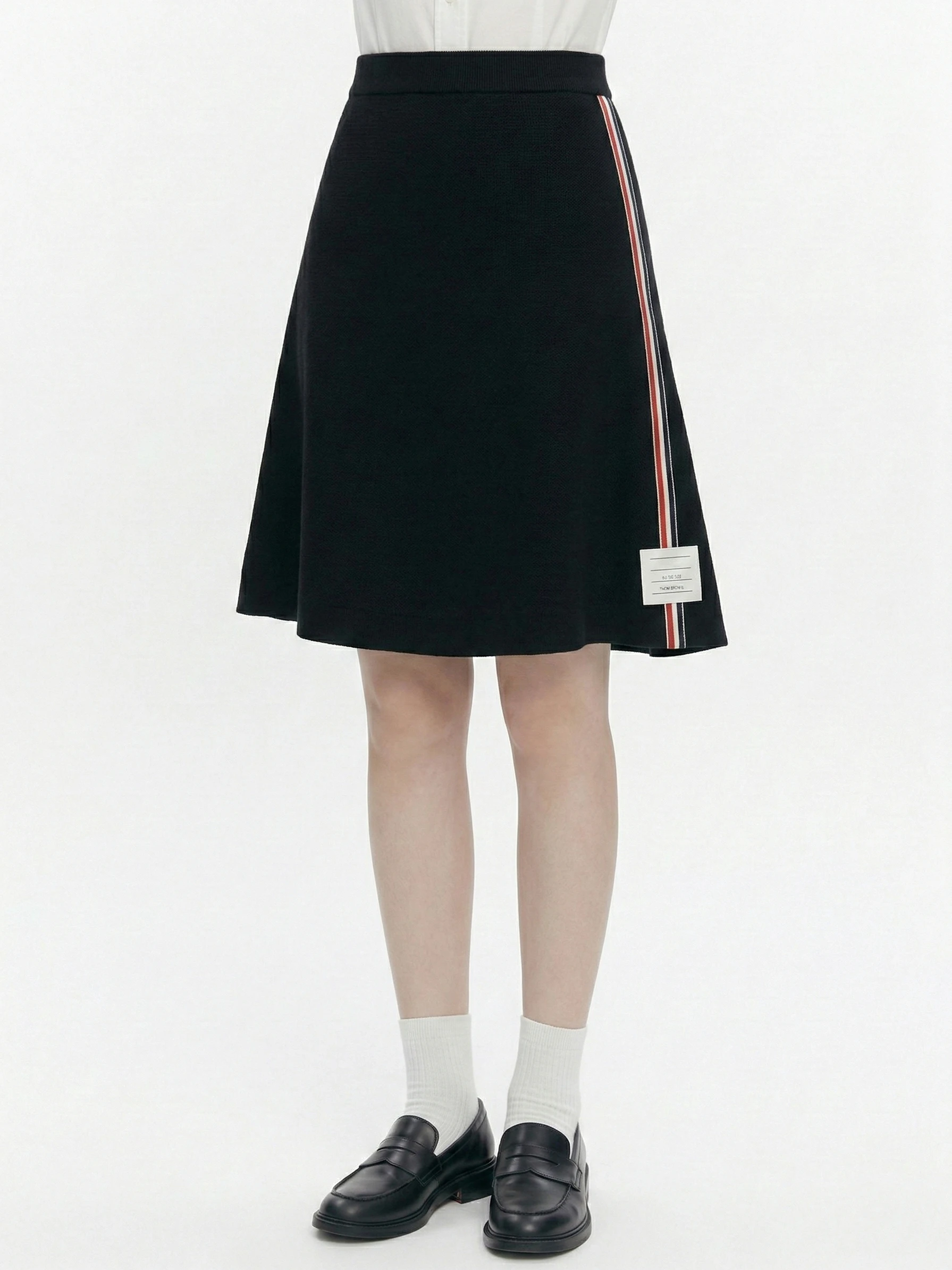 

Новинка весенней коллекции: женская юбка А-силуэта с высокой талией, профессиональная офисная юбка-костюм, дизайнерская юбка с боковыми полосками, средней длины